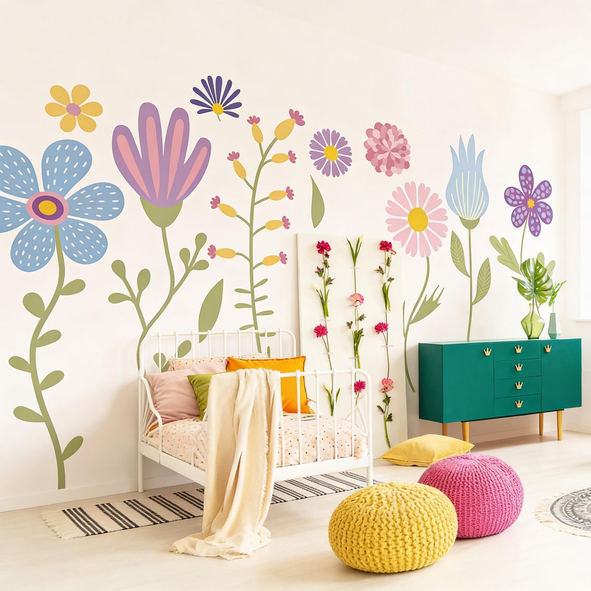 Pastel Flower Wall Decals decal sheet flat-lay