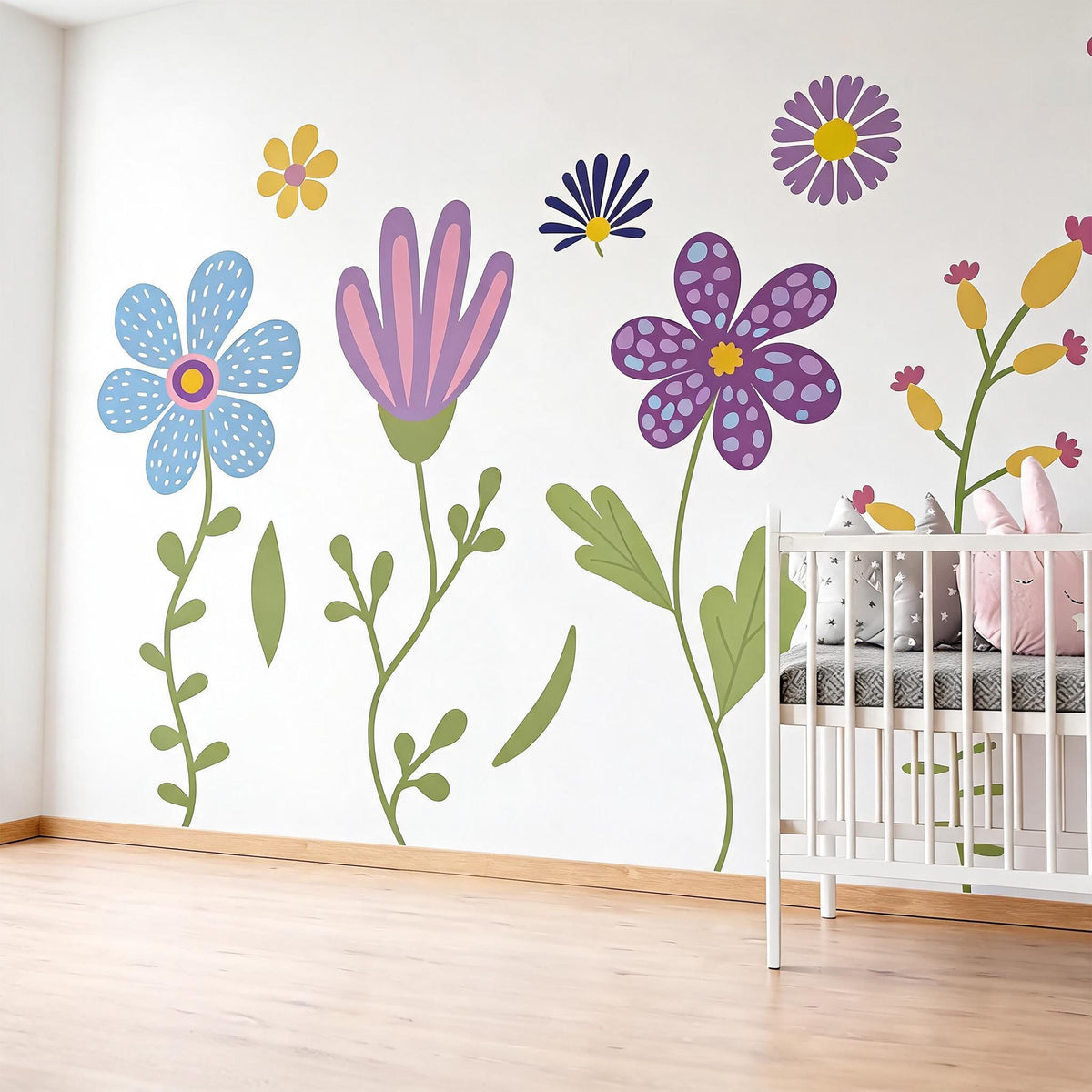 Pastel Flower Wall Decals shown in a home interior