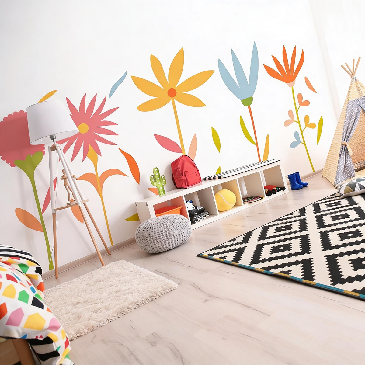 Colorful Flower Wall Decals decal sheet flat-lay
