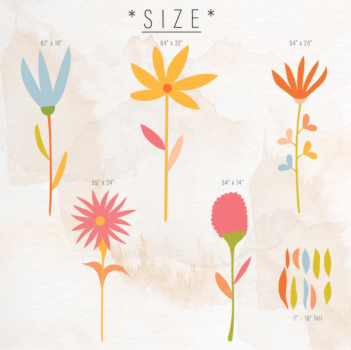 Colorful Flower Wall Decals shown in a home interior