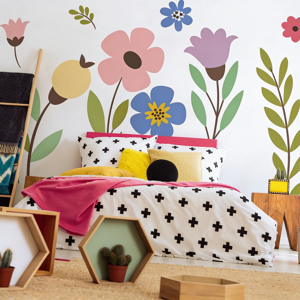 Colorful Flower Wall Decals decal sheet flat-lay