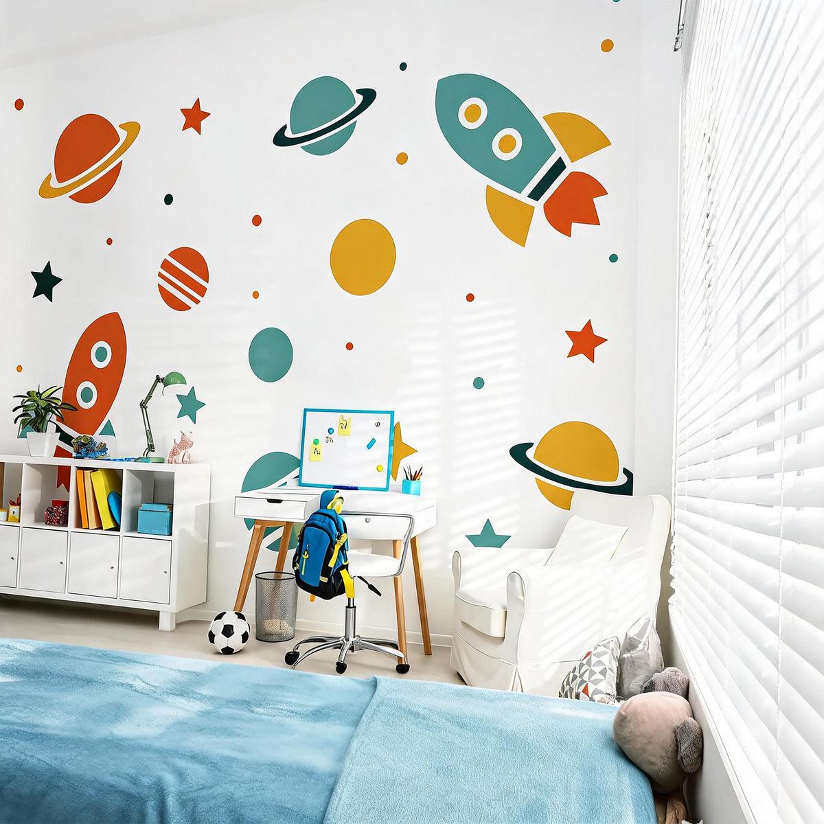 Space Wall Decals shown in a home interior