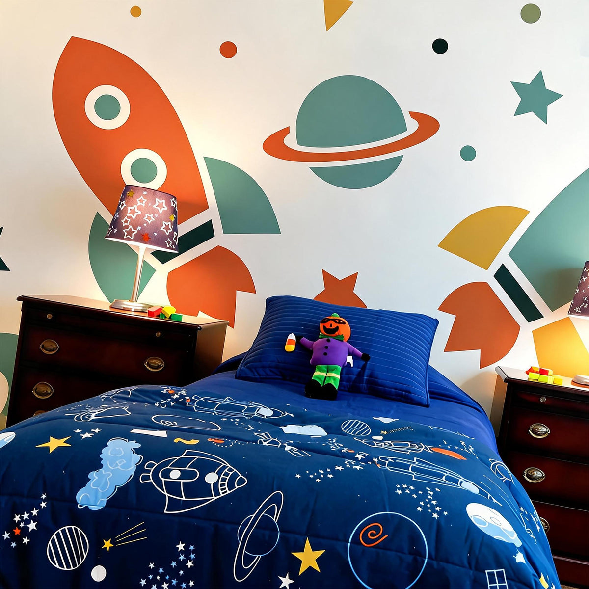 Space Wall Decals styled in a room setting