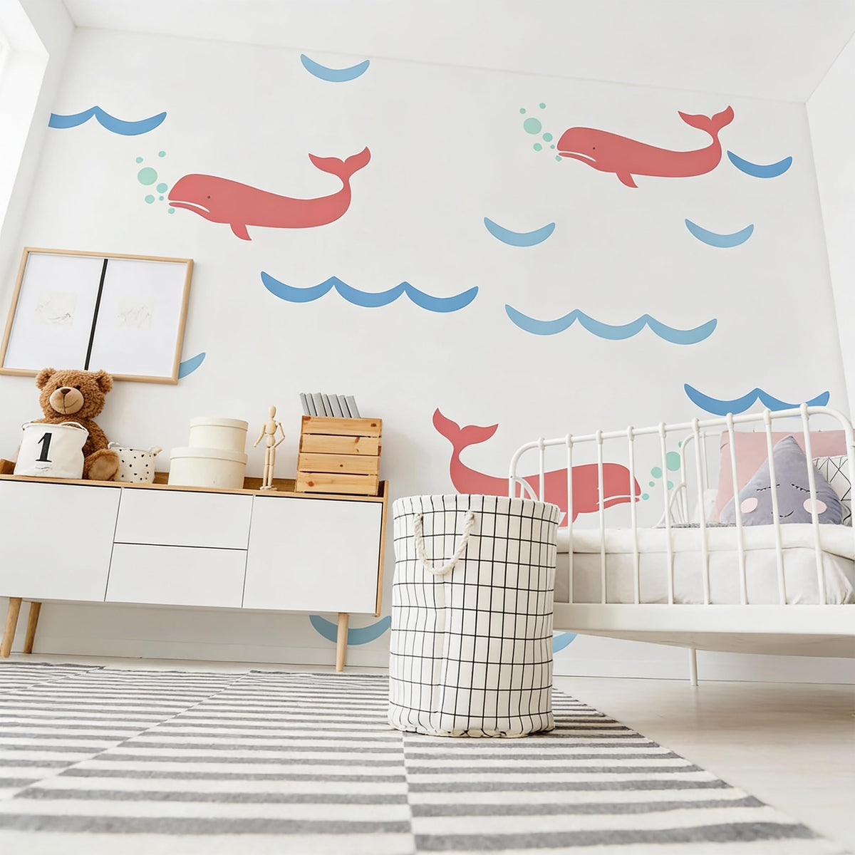 Whale Wall Decals styled in a room setting