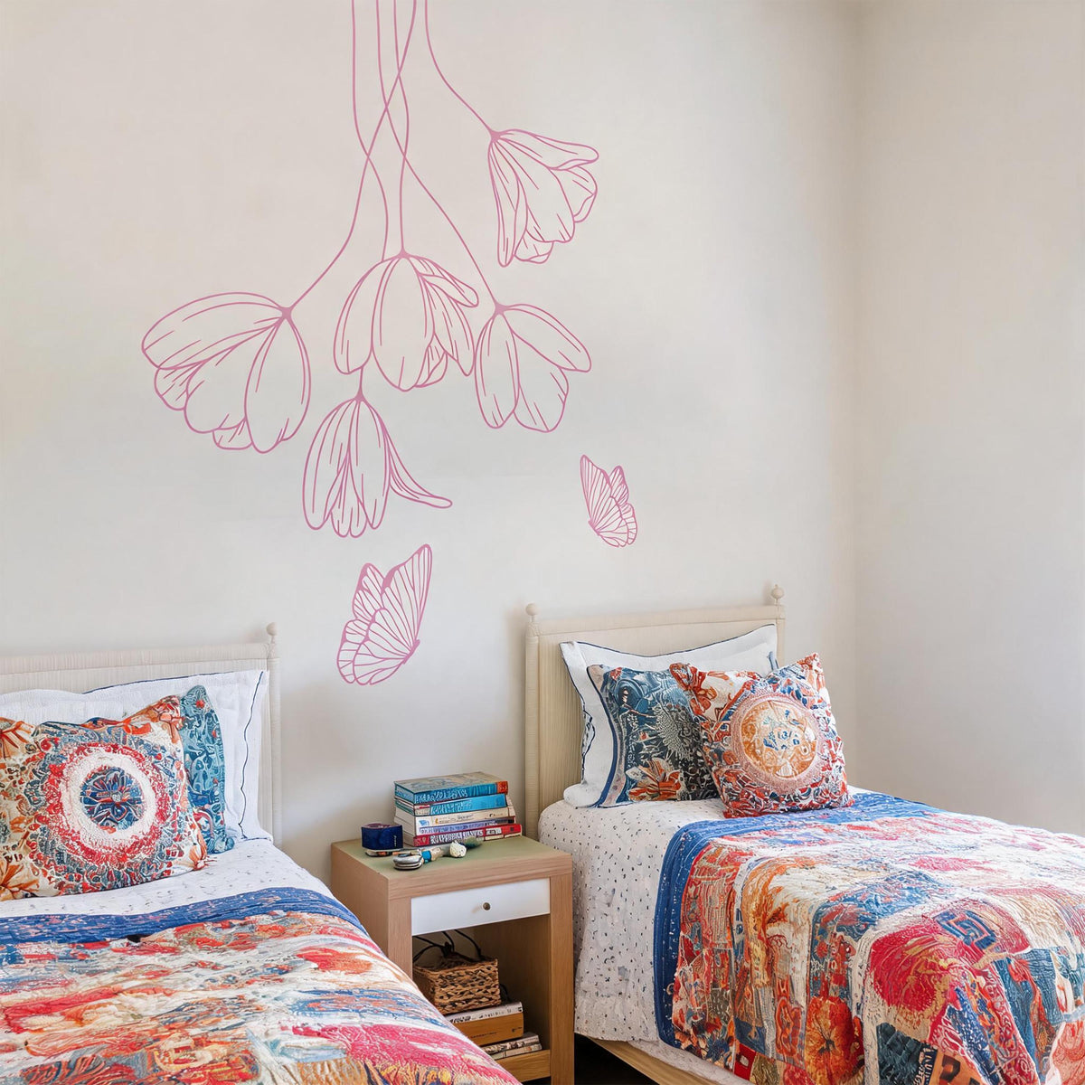 Wildflower Bouquet Wall Decal styled in a room setting
