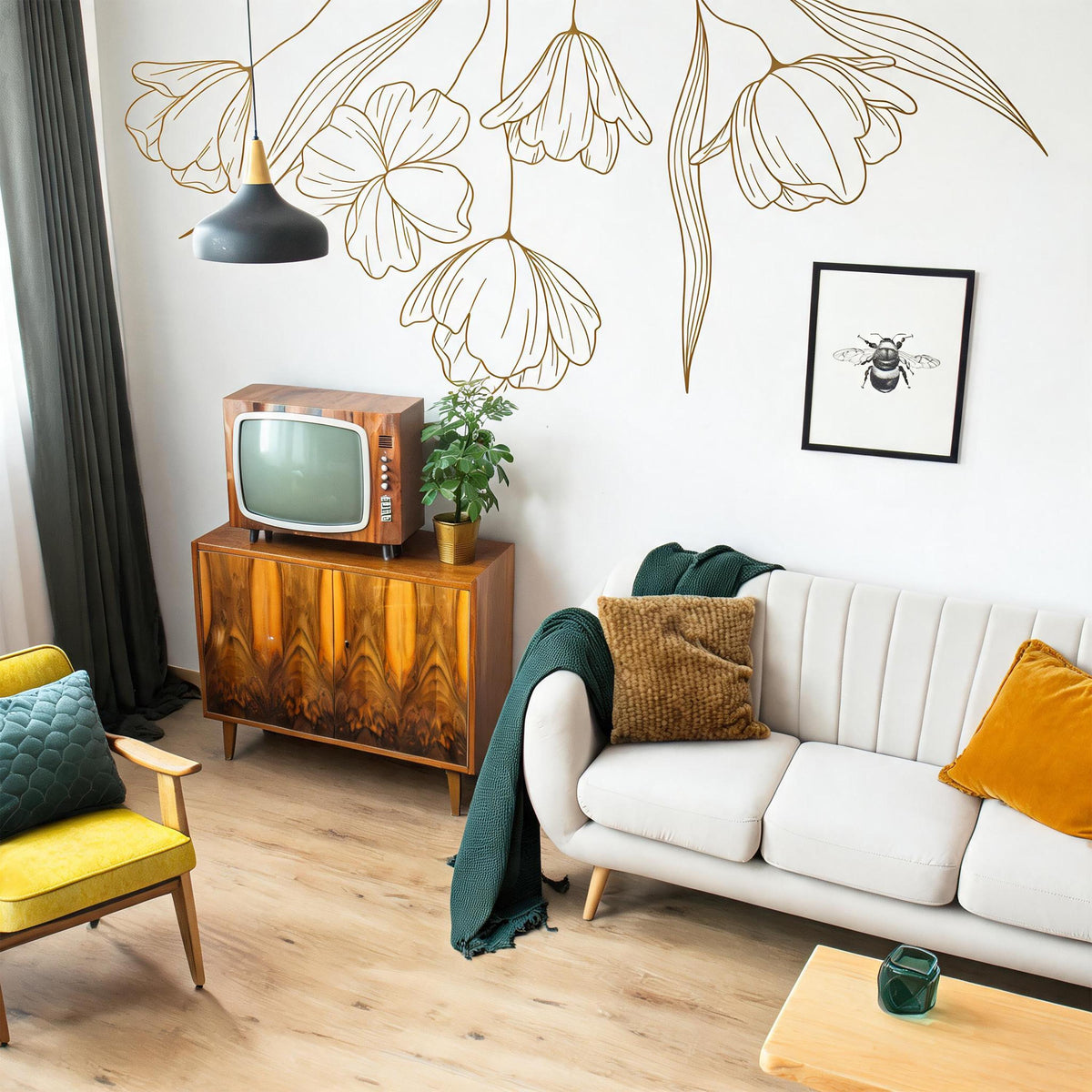 Hanging Floral Wall Decal shown in a home interior
