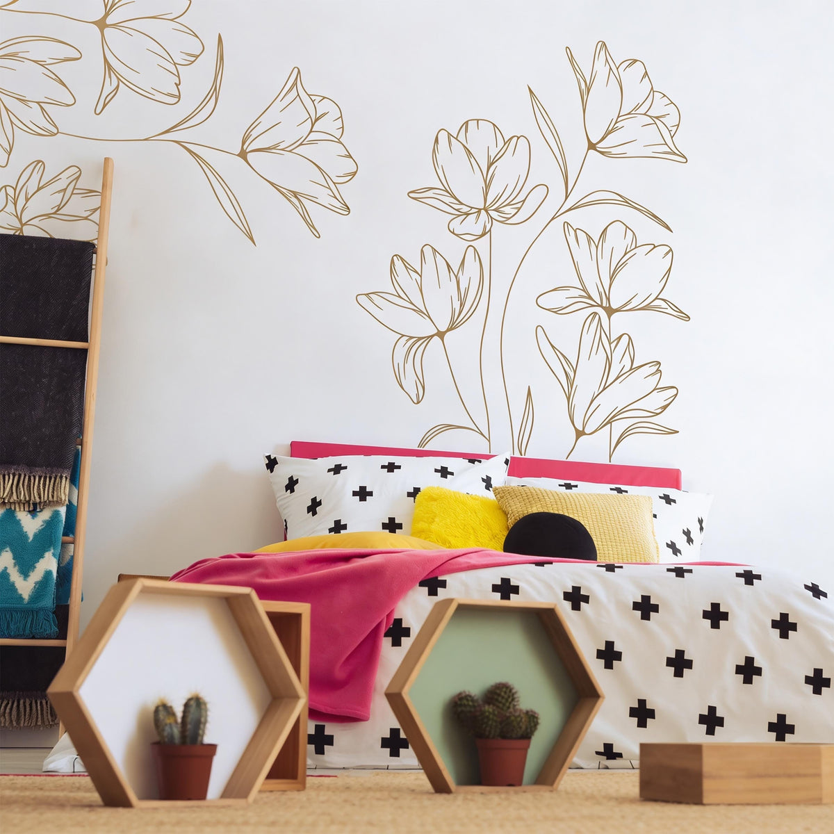 Floral Corner Wall Decals shown in a home interior