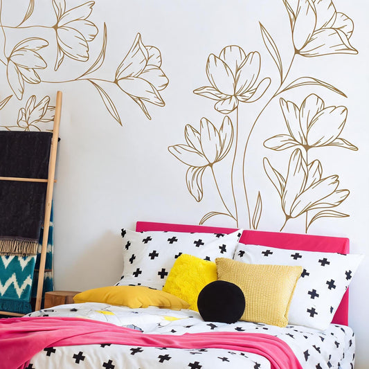 Floral Corner Wall Decals styled on a decorated wall