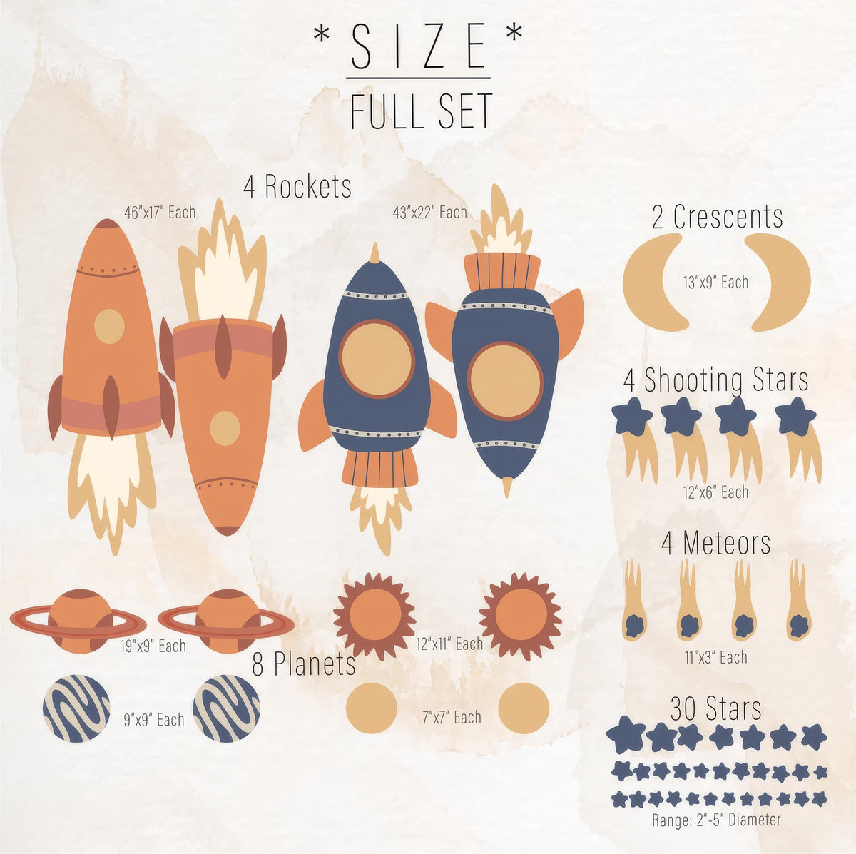 Space Wall Decals size reference on a wall