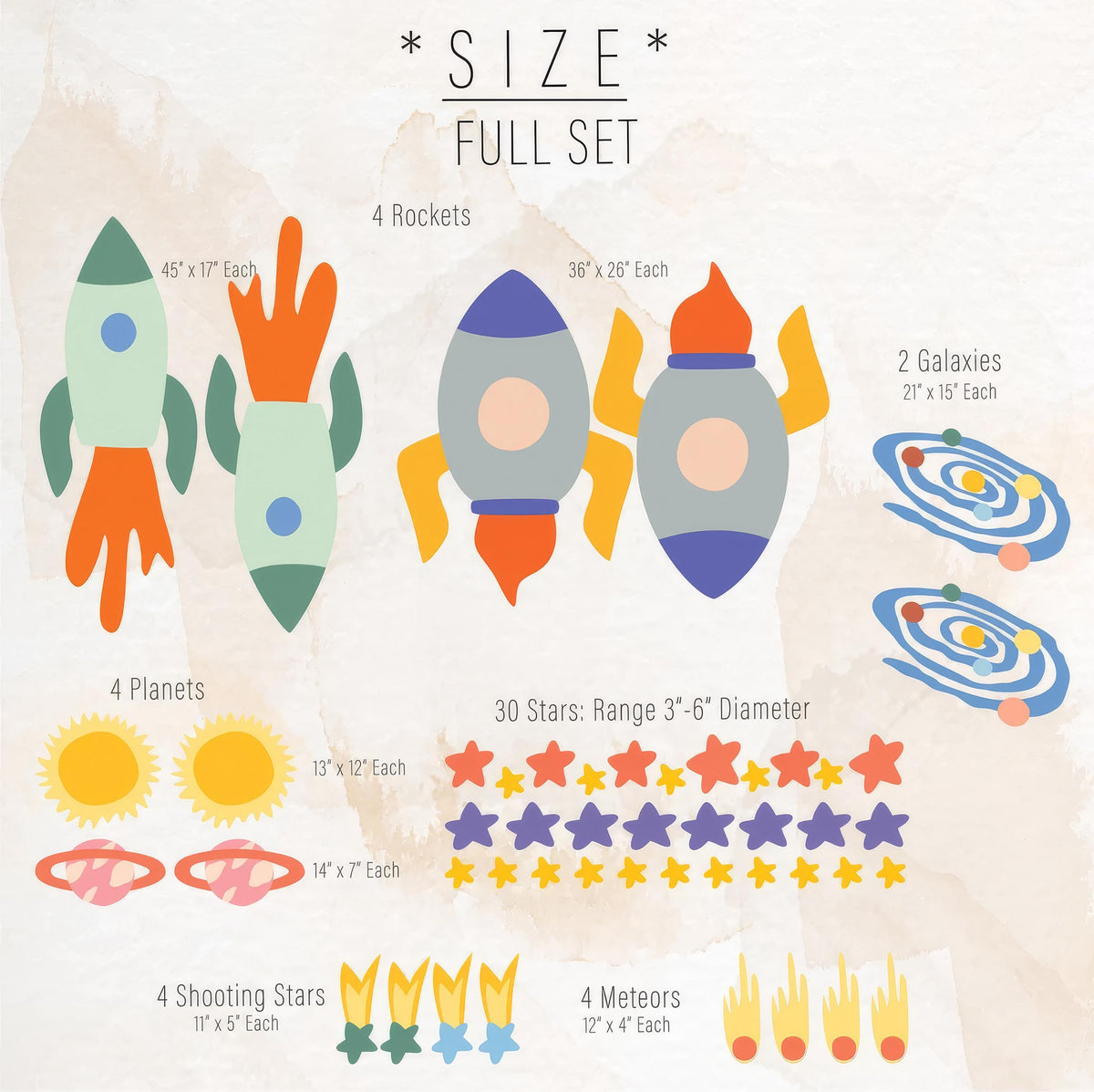 Space Wall Decals decal sheet flat-lay
