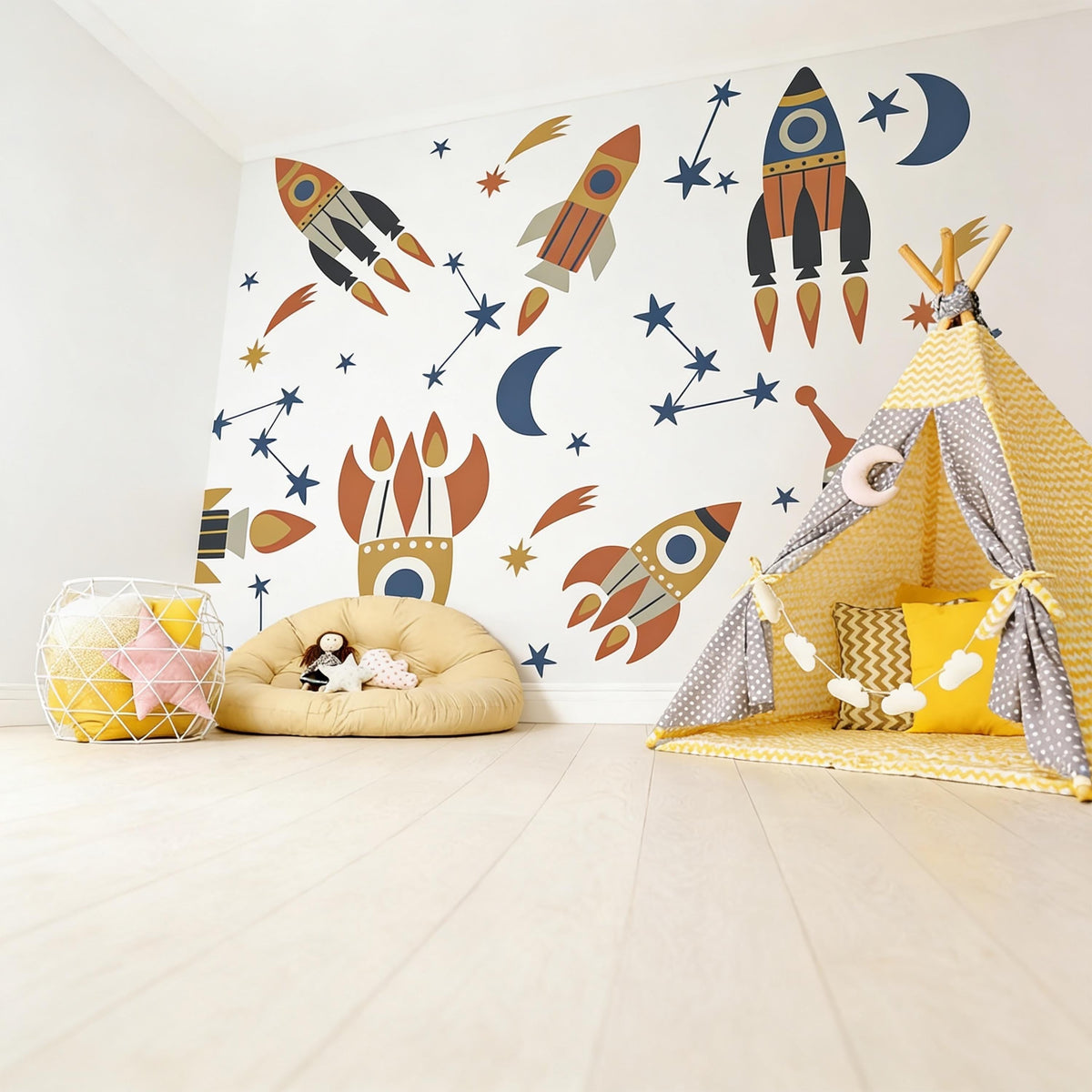 Space Wall Decals shown in a home interior