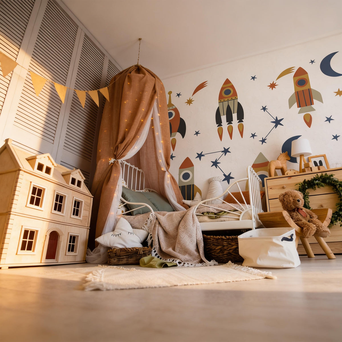 Space Wall Decals displayed in a styled space