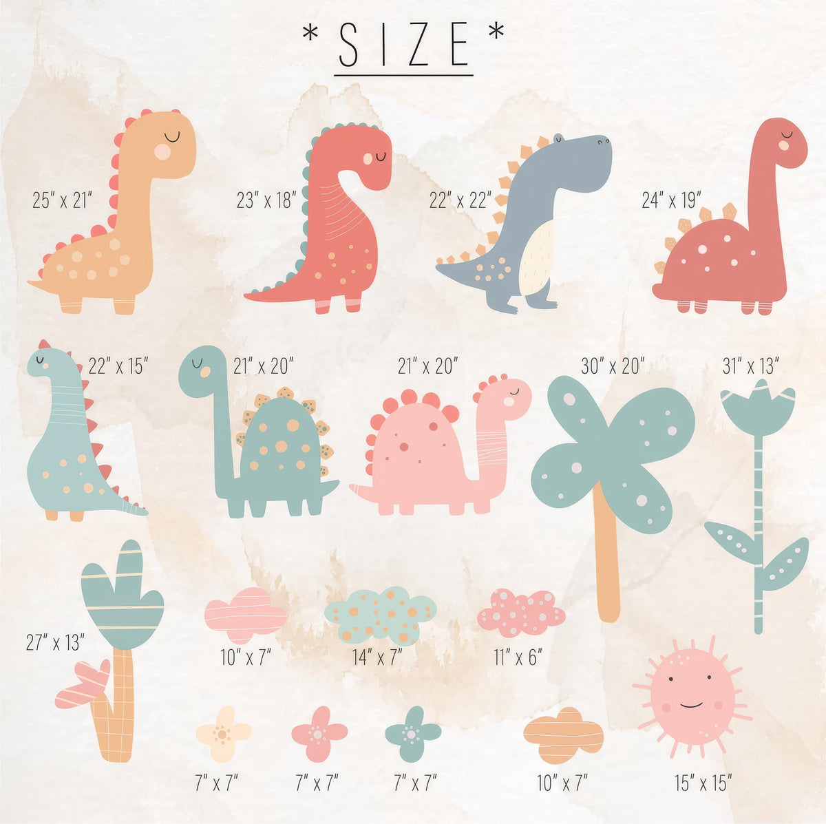 Close-up detail of dinosaur wall decals matte vinyl finish