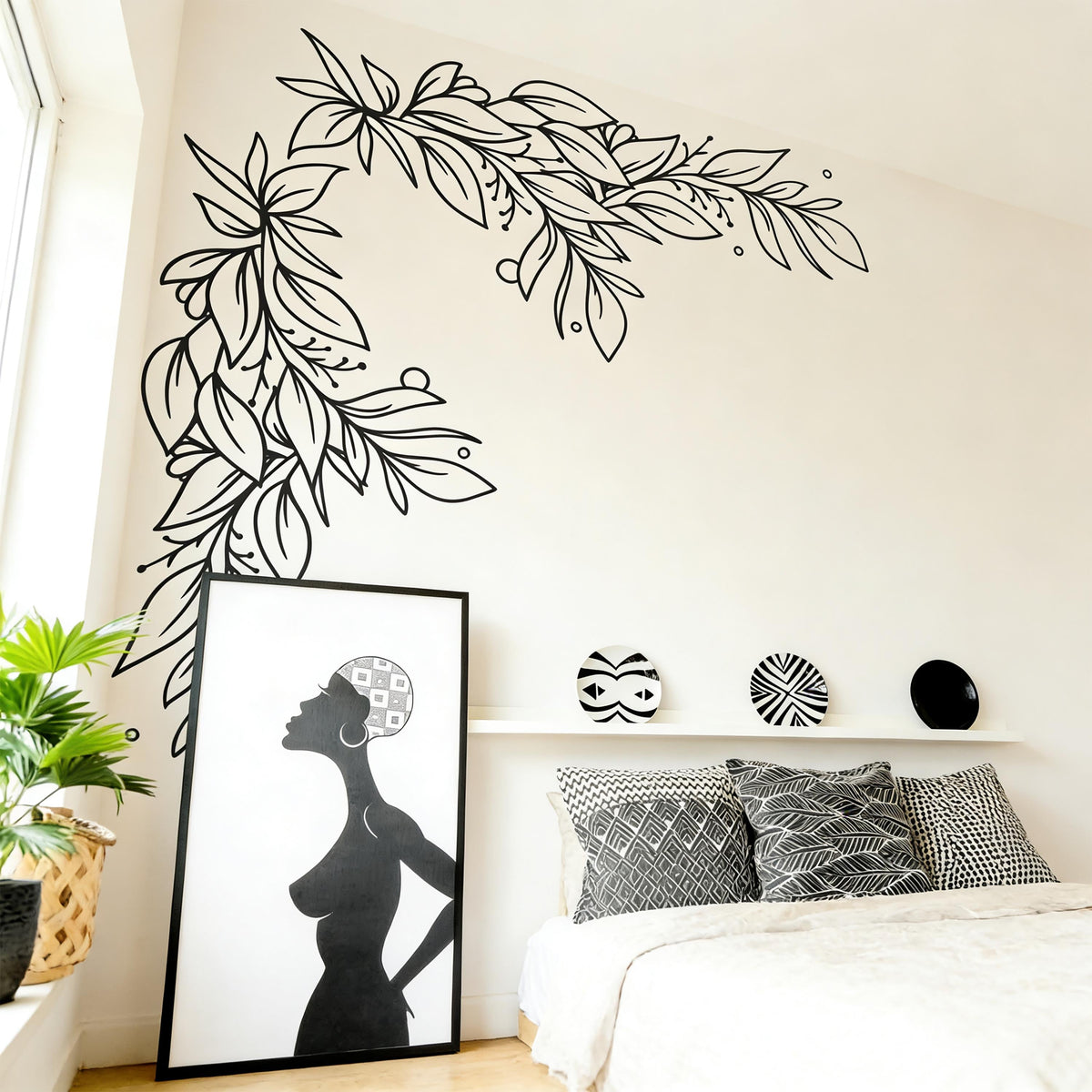 Floral Corner Wall Decal shown in a home interior