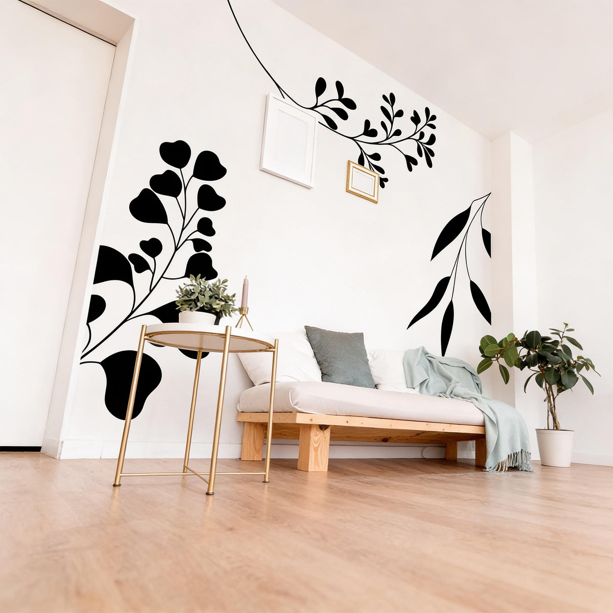 Botanical Wall Decals Set arranged on a feature wall