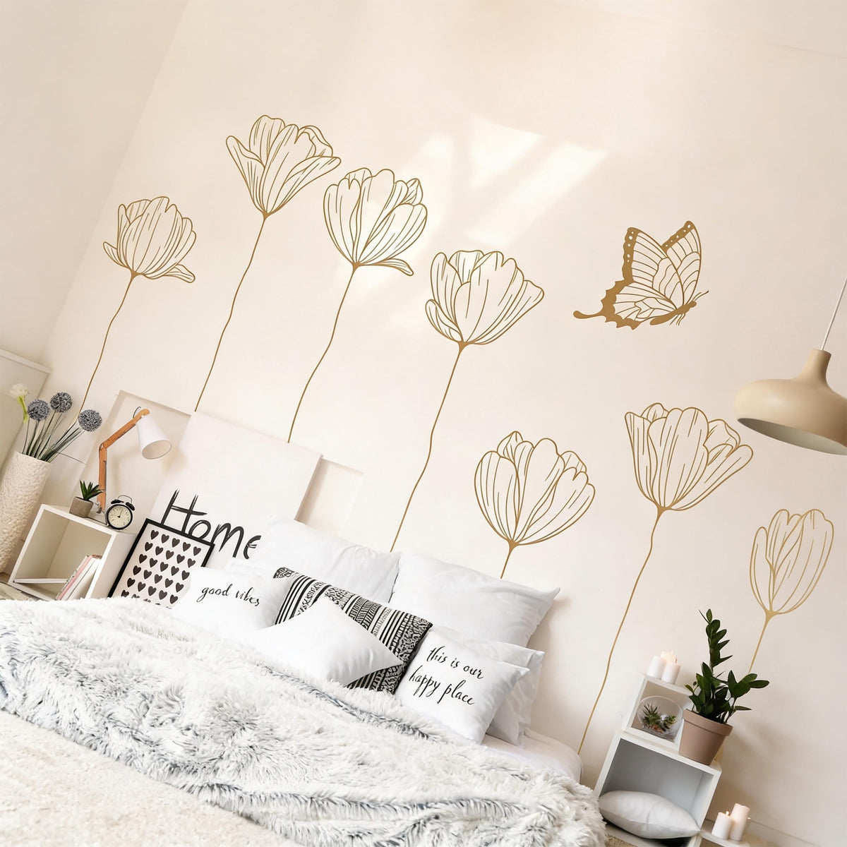Floral Wall Decals Set shown in a home interior