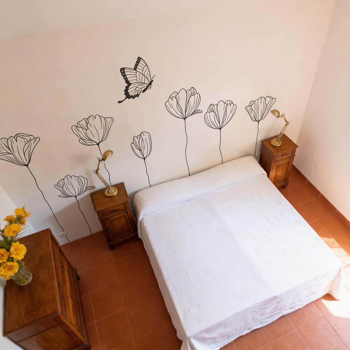 Floral Wall Decals Set size reference on a wall