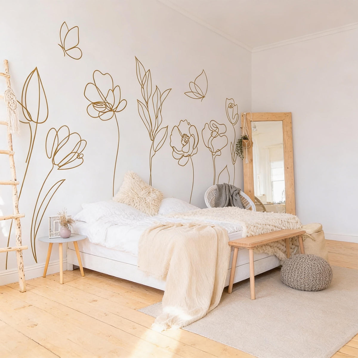Floral Wall Decals Set shown in a home interior