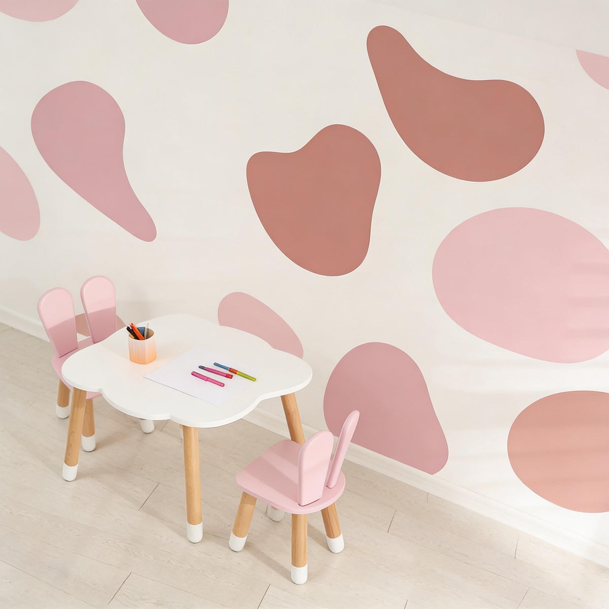 Abstract Wall Decals Set displayed in a styled space