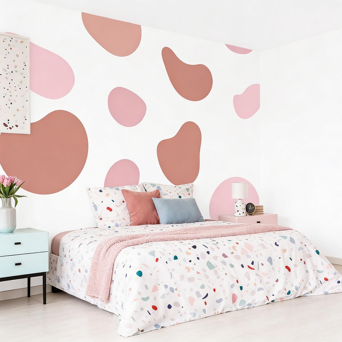 Abstract Wall Decals Set installed on a styled wall