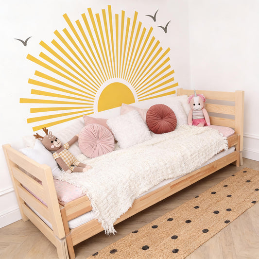 Sun Wall Decal Vinyl installed on a styled wall