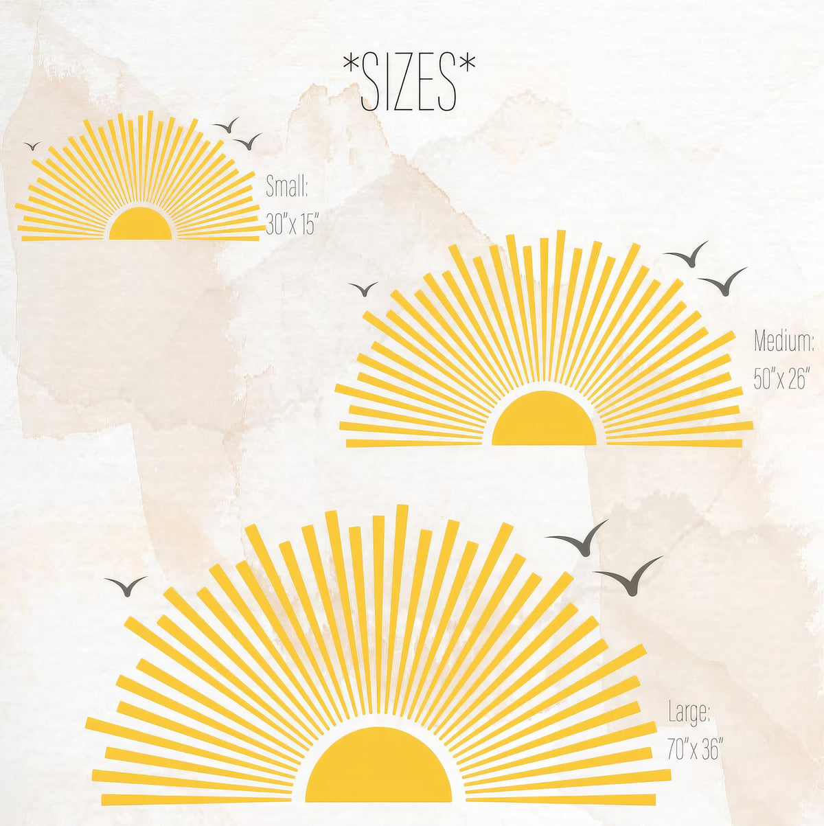 Close-up detail of sun wall decal vinyl matte vinyl finish