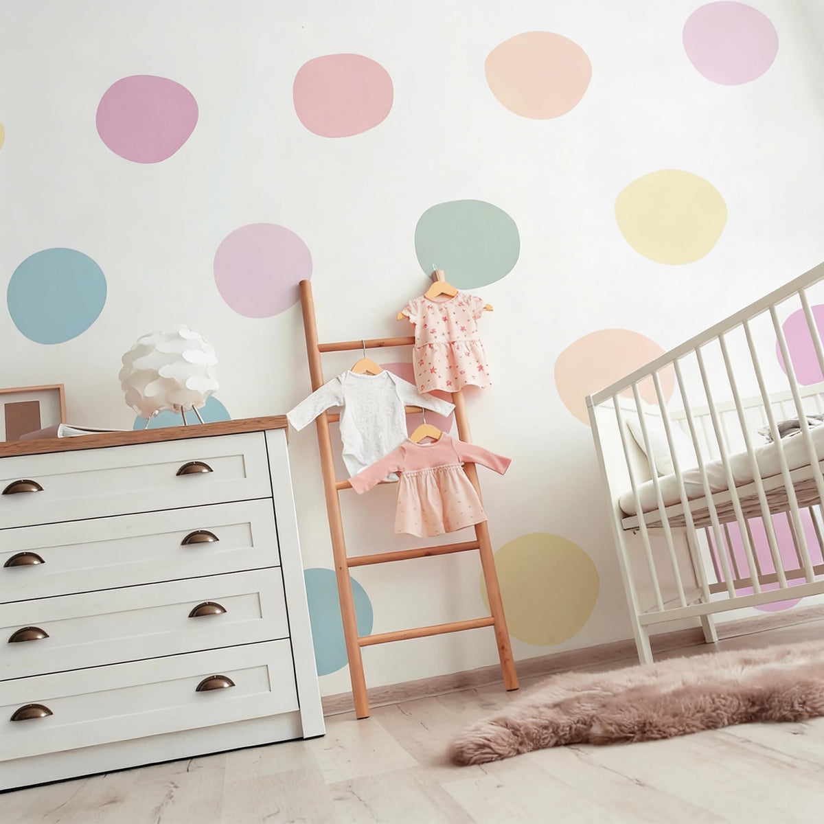 Polka Dot Wall Decals size reference on a wall