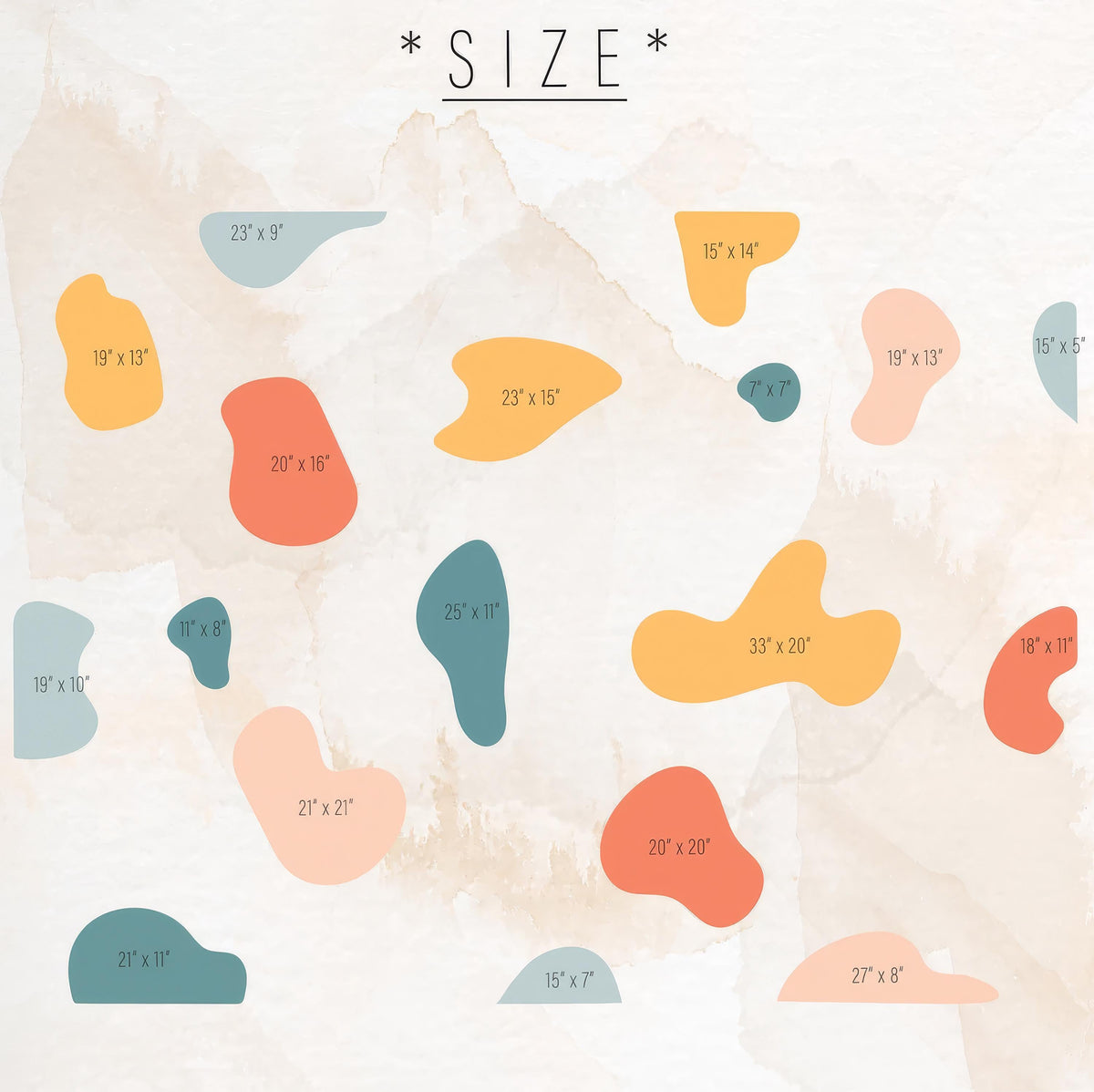Close-up detail of abstract shape wall decals vinyl matte vinyl finish