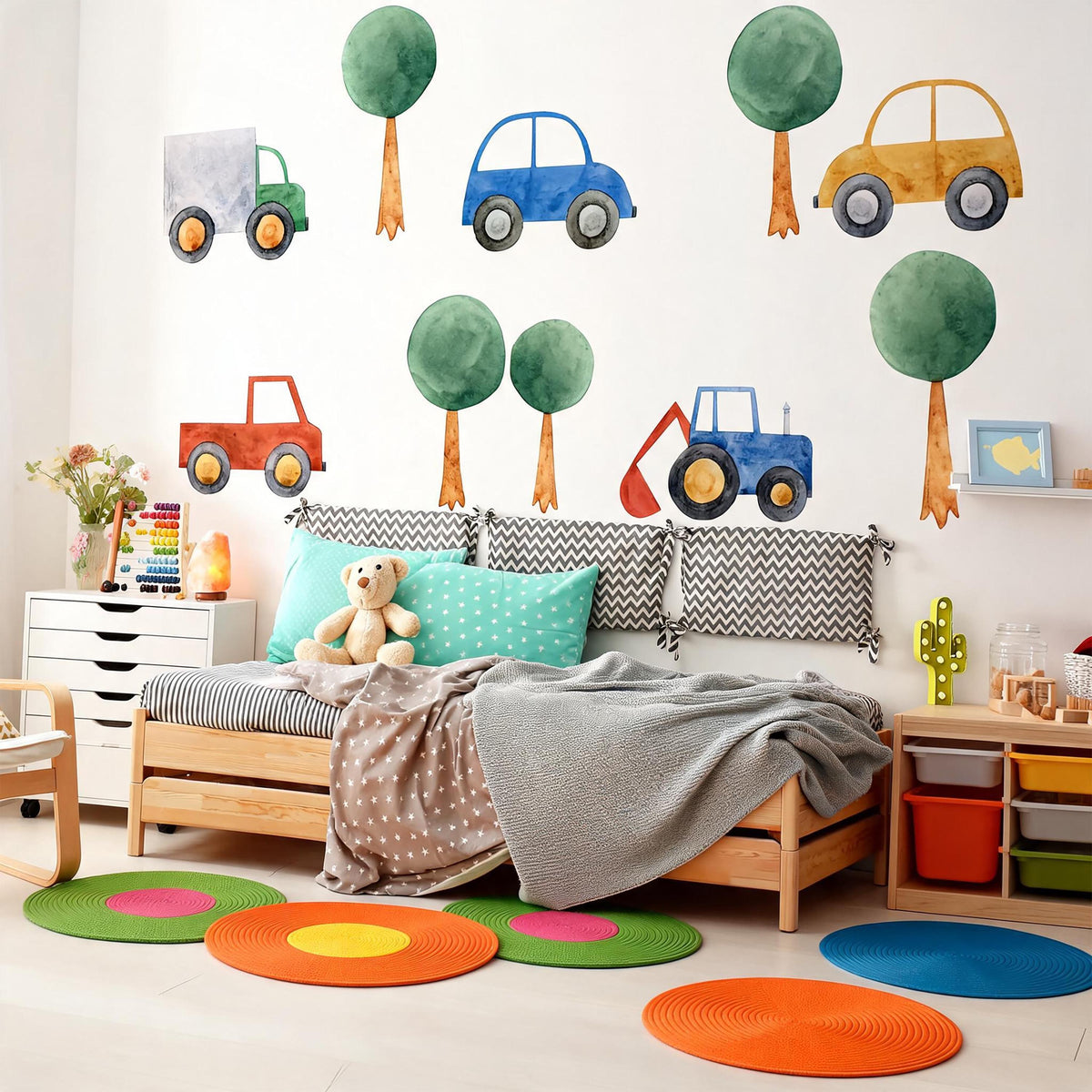 Vehicle Wall Decals Vinyl arranged on a feature wall