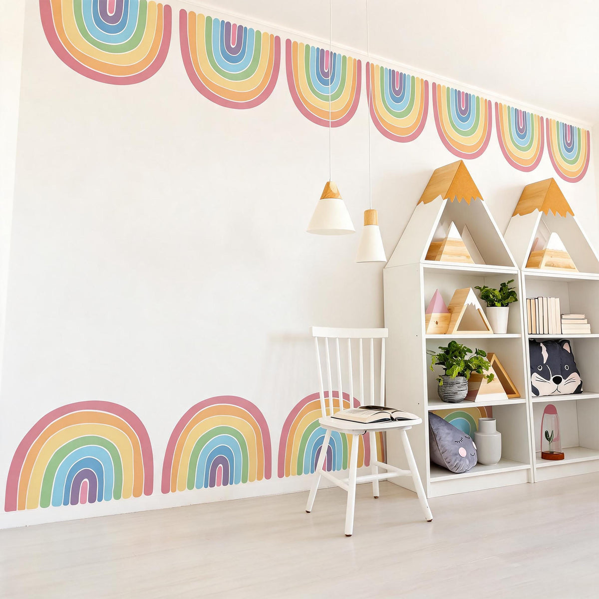 Rainbow Wall Decals Vinyl shown in a home interior