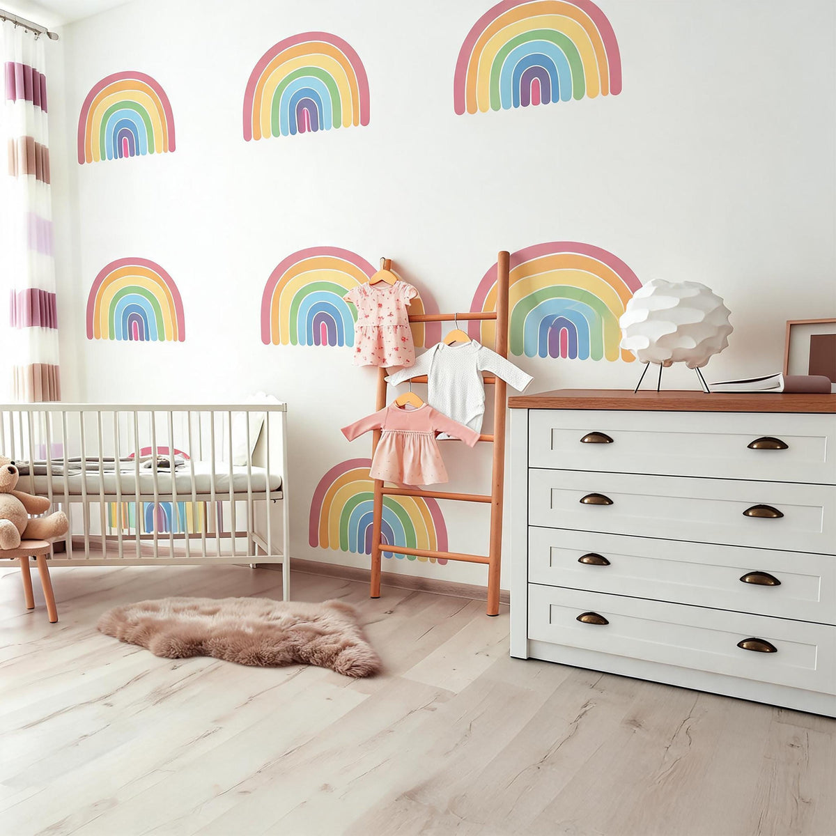 Rainbow Wall Decals Vinyl close-up styled detail