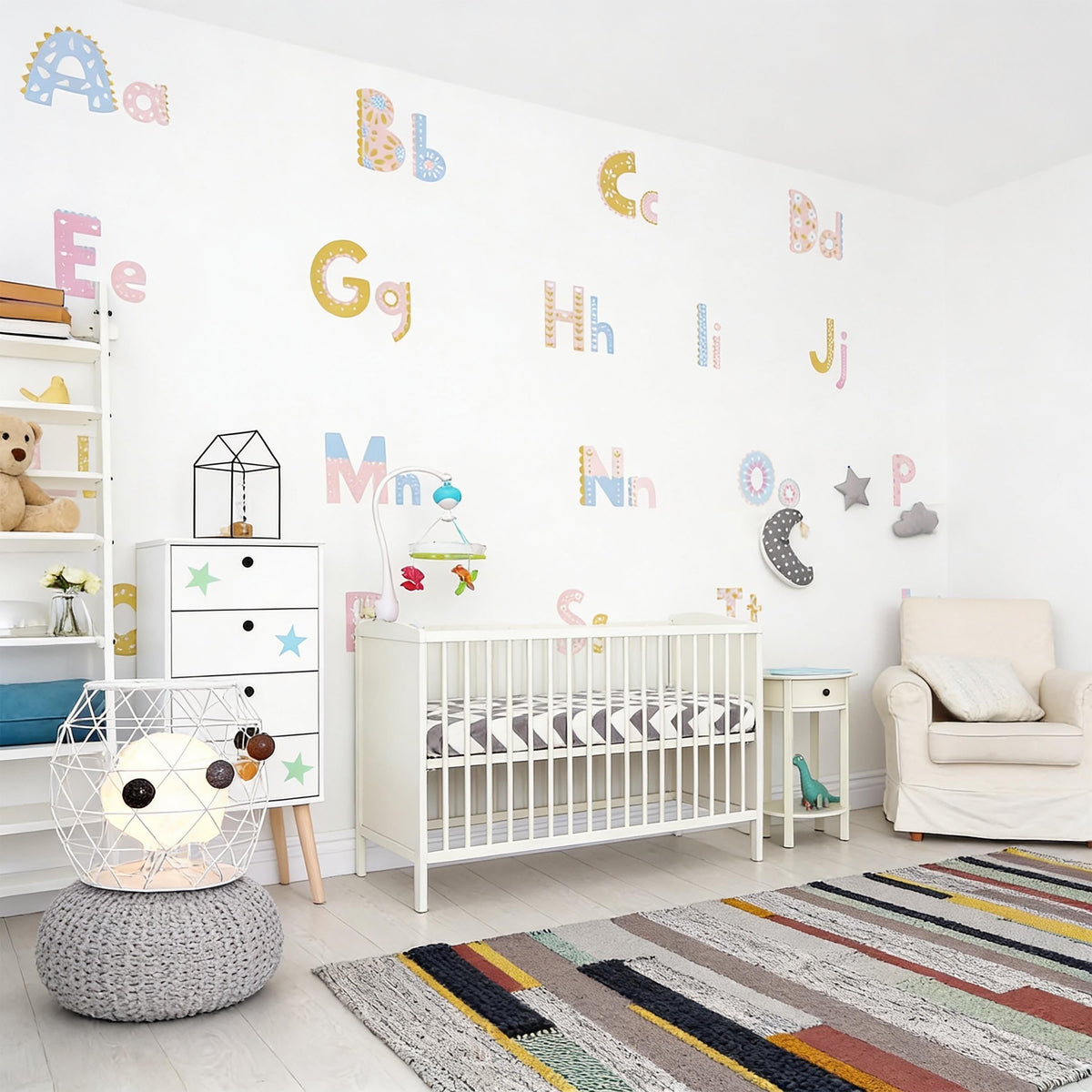 Floral Alphabet Wall Decals Vinyl decal sheet flat-lay