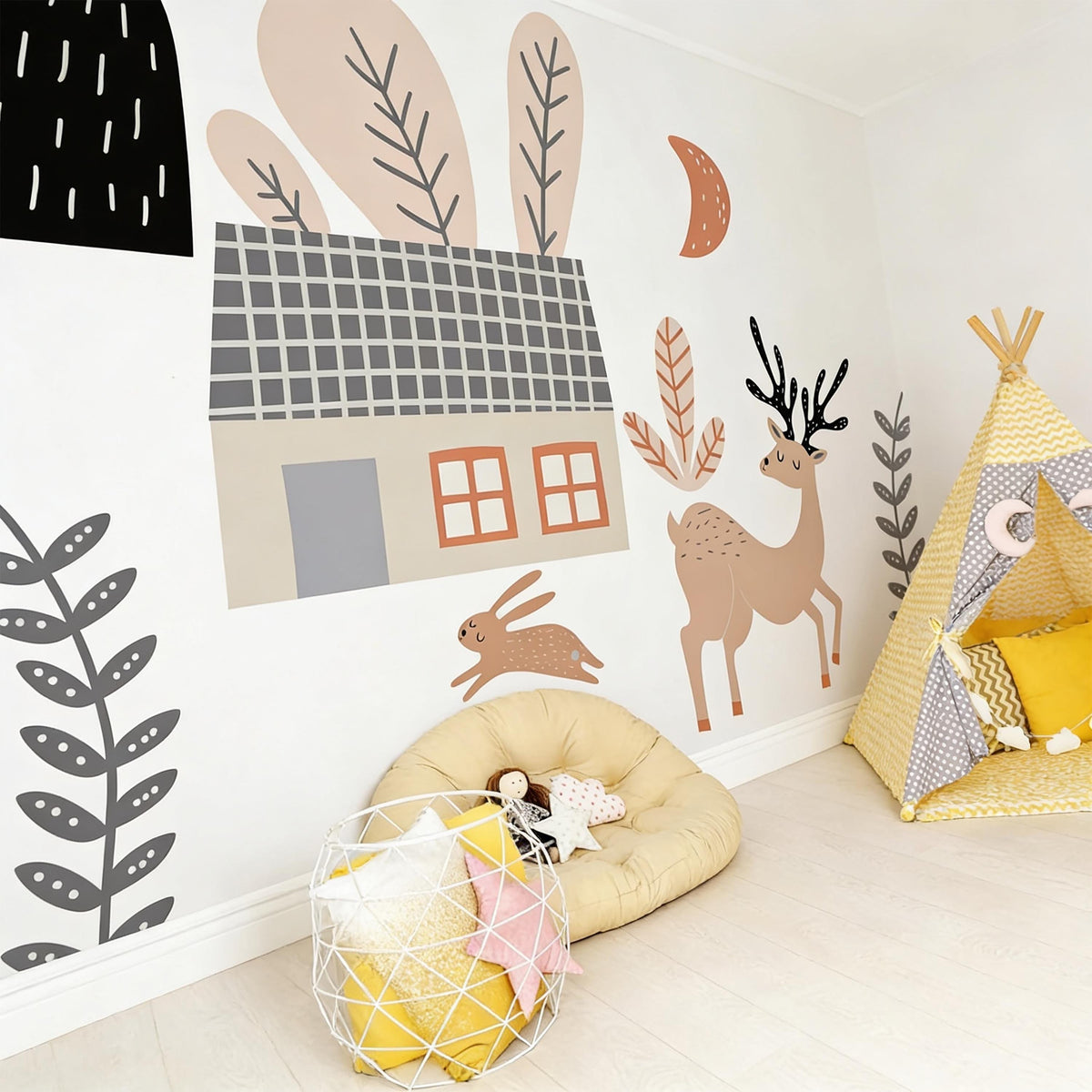Woodland Wall Decals Vinyl styled in a room setting