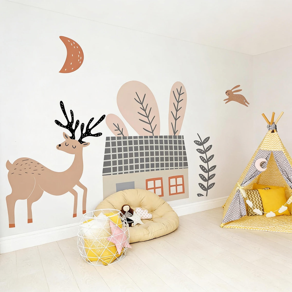 Woodland Wall Decals Vinyl shown in a home interior