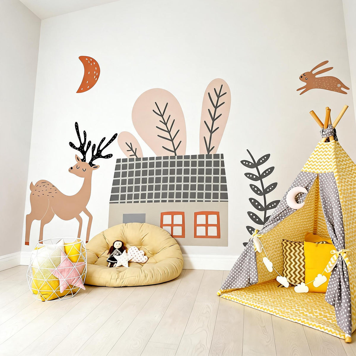 Woodland Wall Decals Vinyl installed on a styled wall