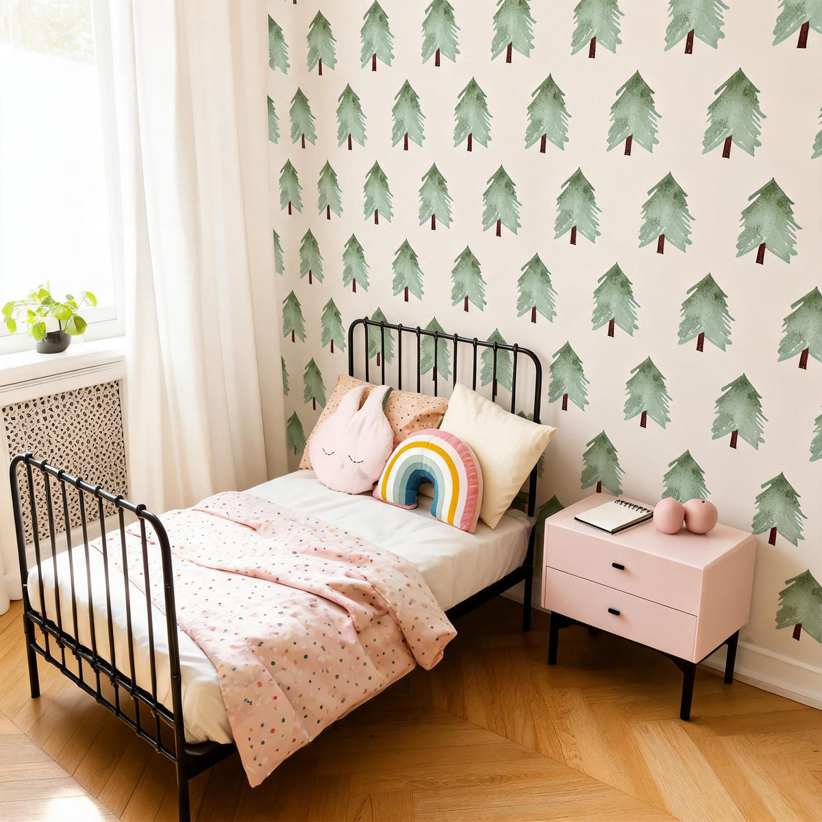 Pine Tree Wall Decals Vinyl close-up styled detail