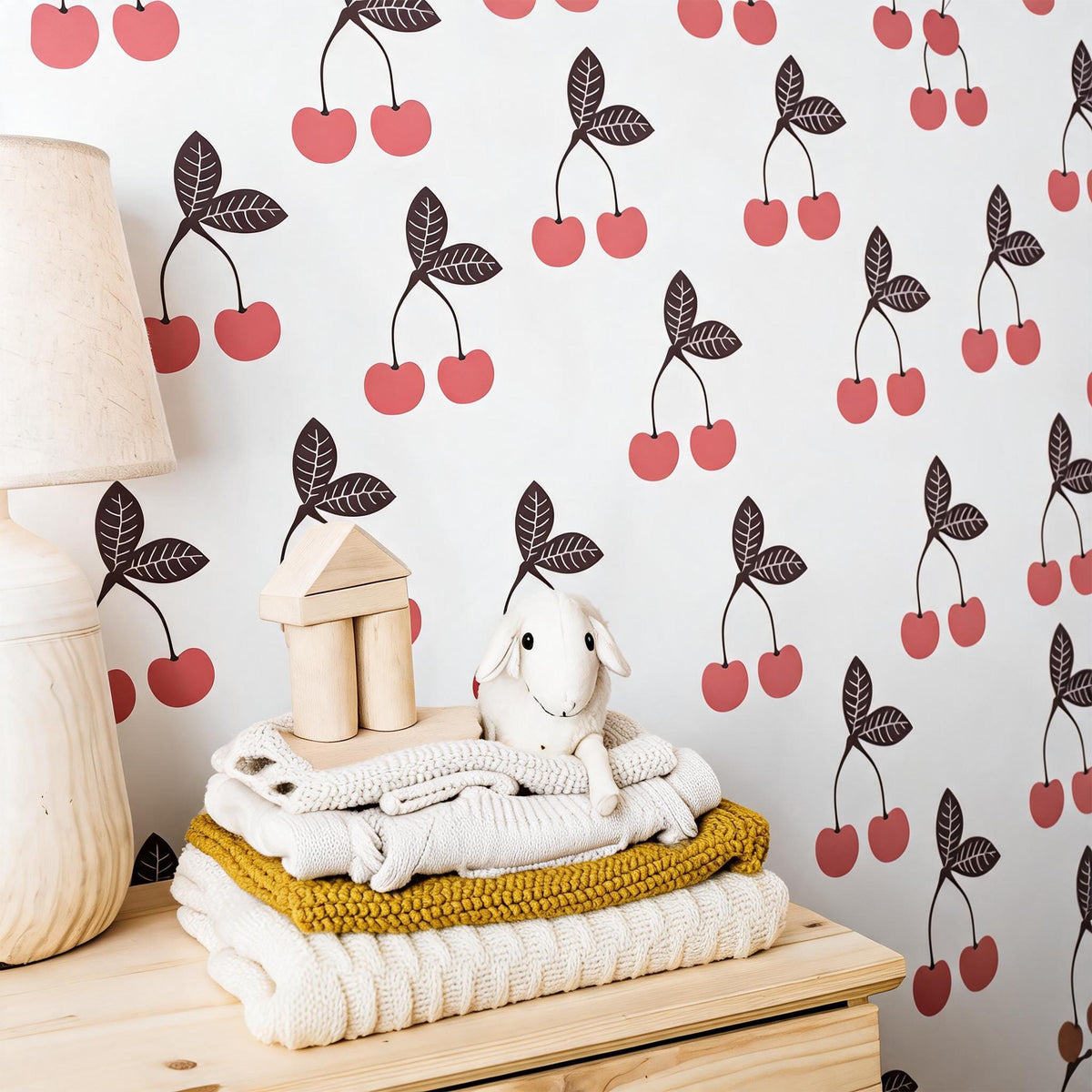 Cherry Wall Decals Vinyl arranged on a feature wall