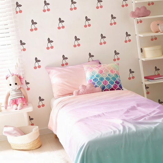 Cherry Wall Decals Vinyl installed on a styled wall