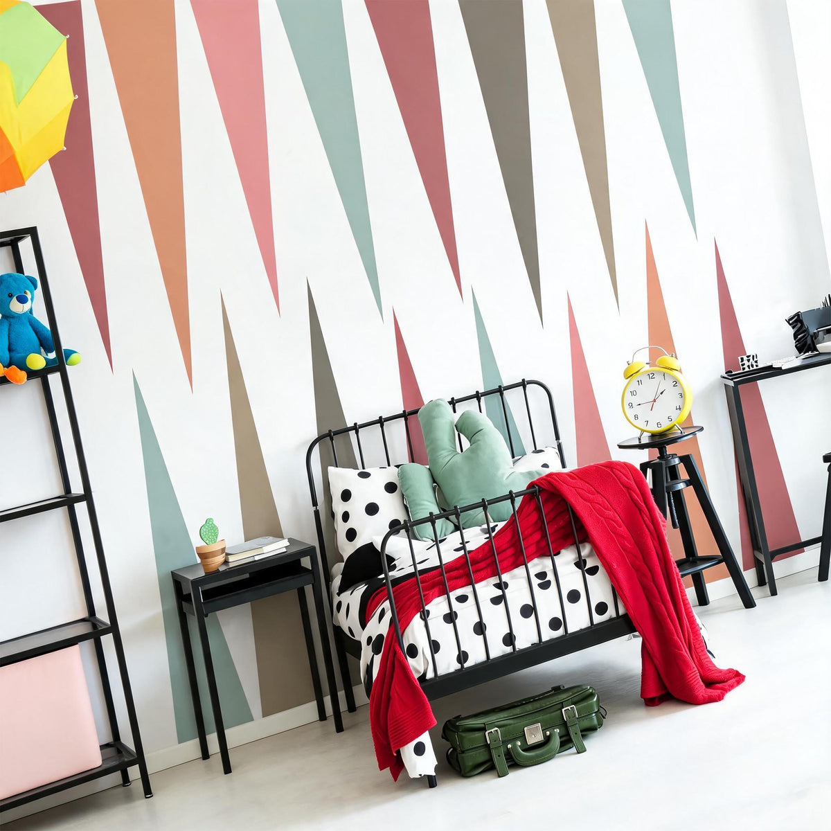 Boho Triangle Wall Decals Vinyl arranged on a feature wall