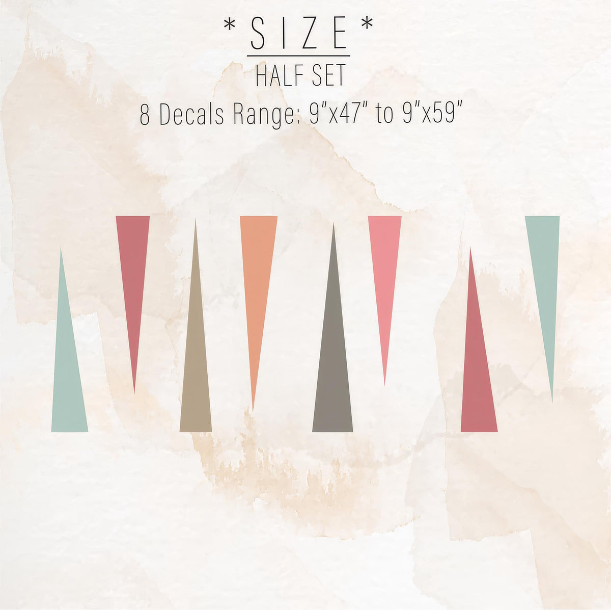 Close-up detail of boho triangle wall decals vinyl matte vinyl finish