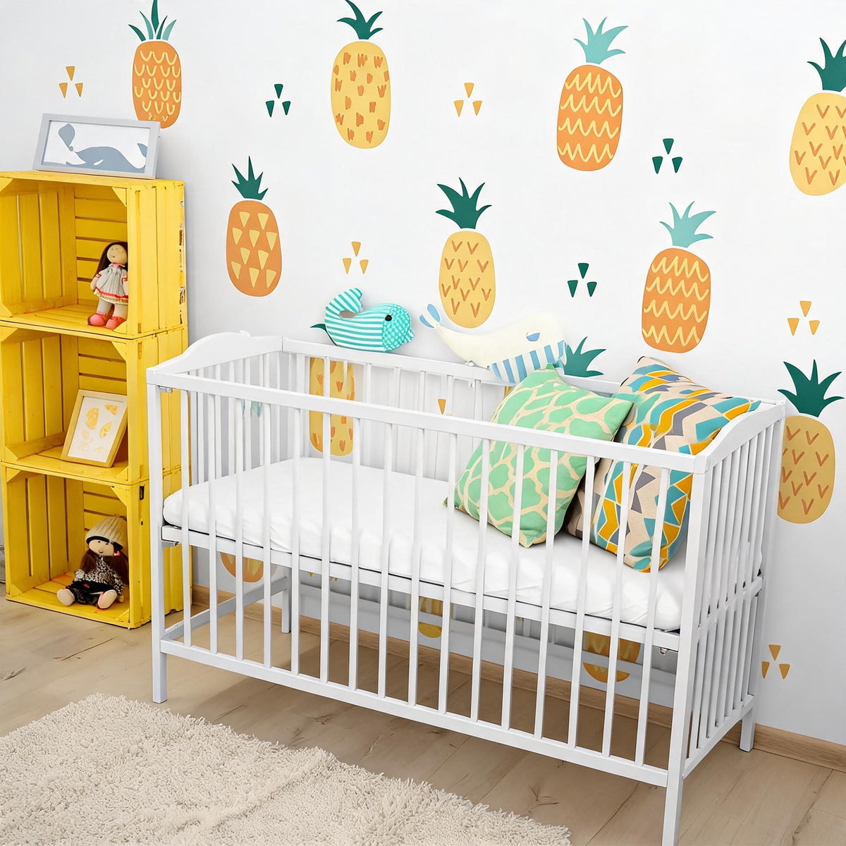 Pineapple Wall Decals Vinyl arranged on a feature wall