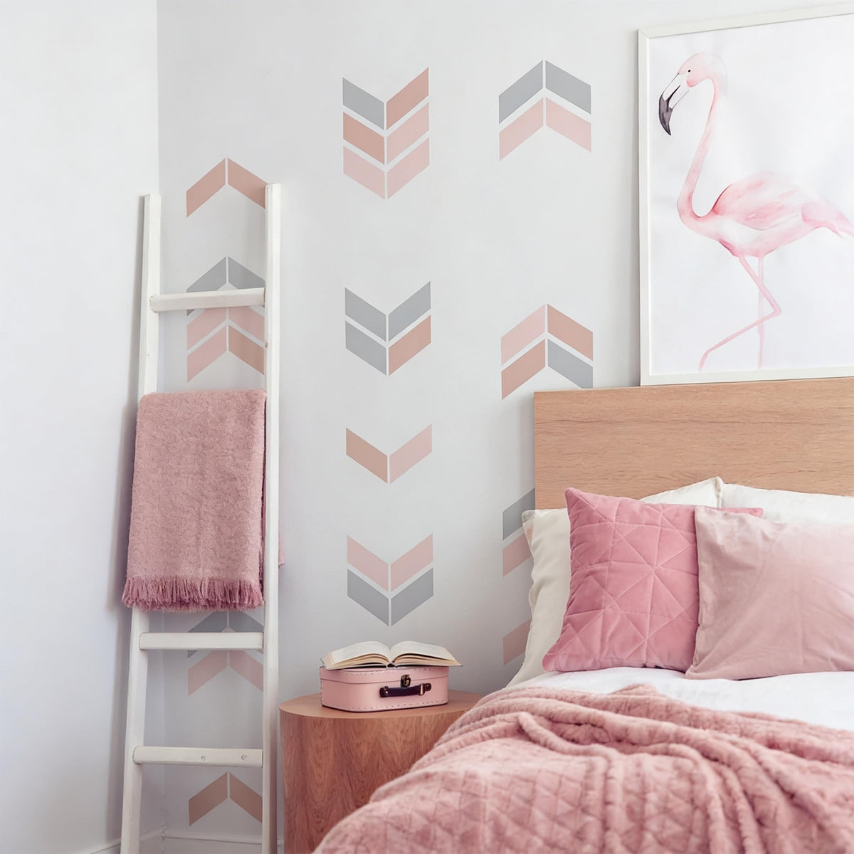 Herringbone Wall Decals Vinyl styled in a room setting