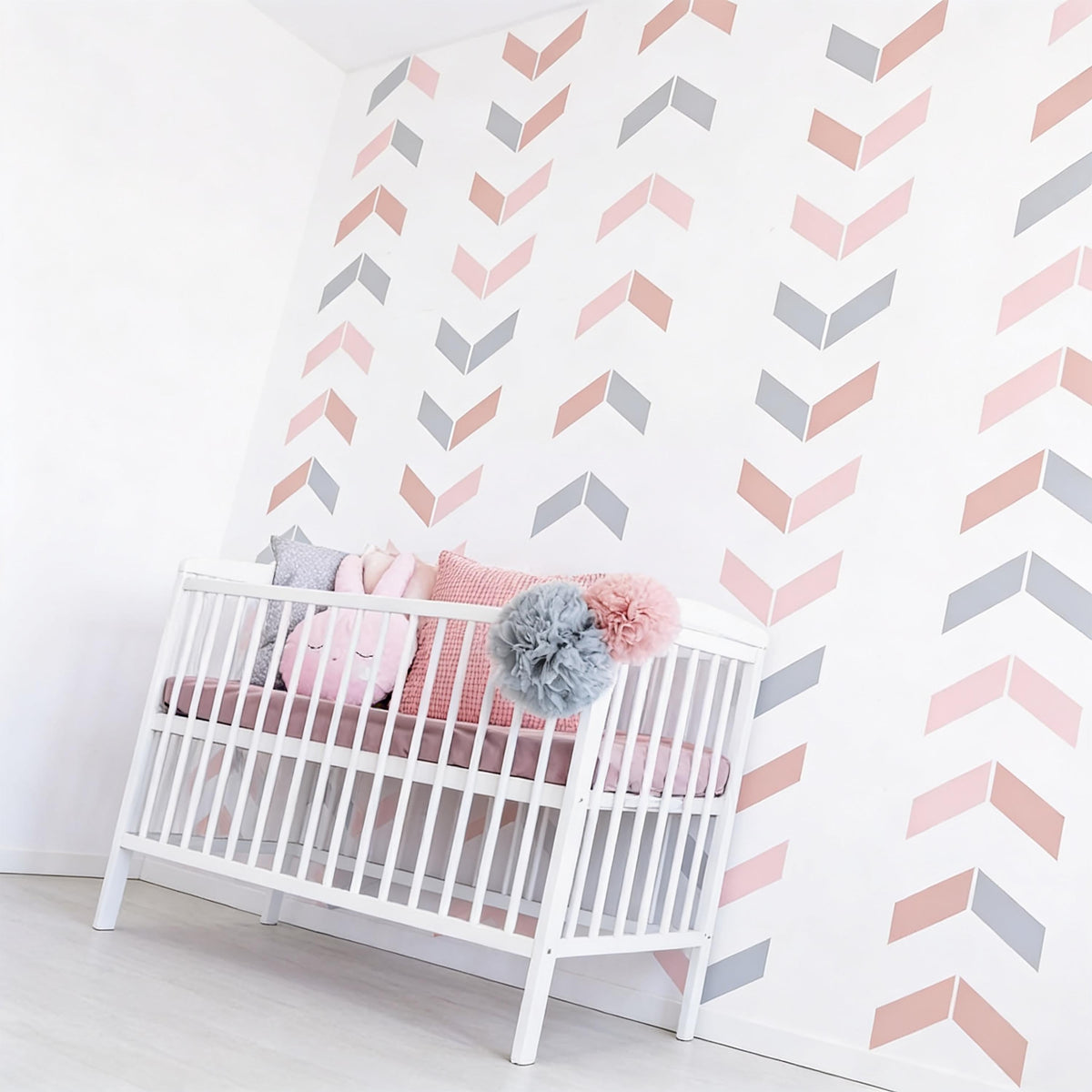 Herringbone Wall Decals Vinyl shown in a home interior