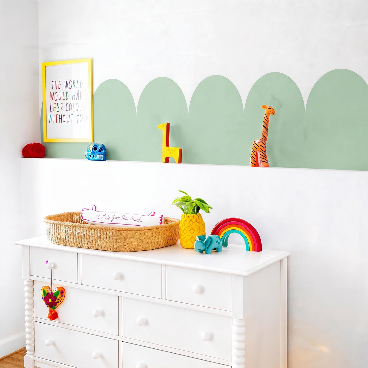 Scallop Wall Decal Border styled in a room setting