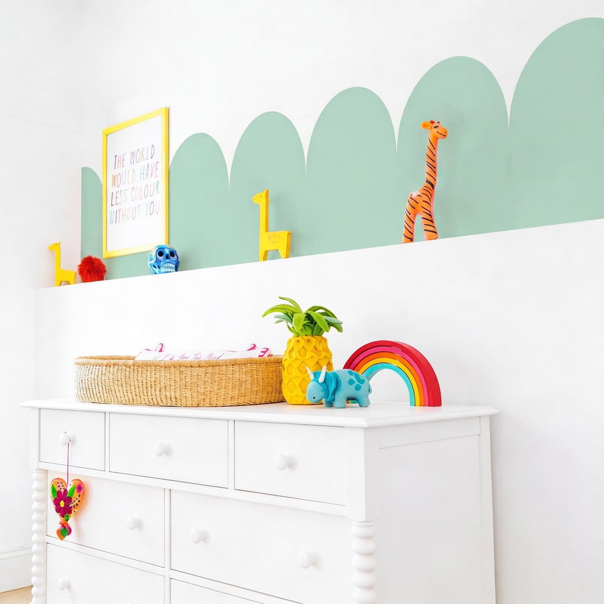 Scallop Wall Decal Border on a feature wall