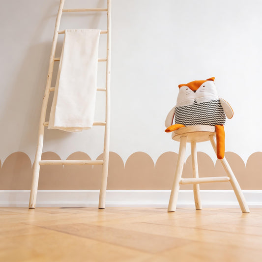 Scallop Wall Decal Border styled on a decorated wall