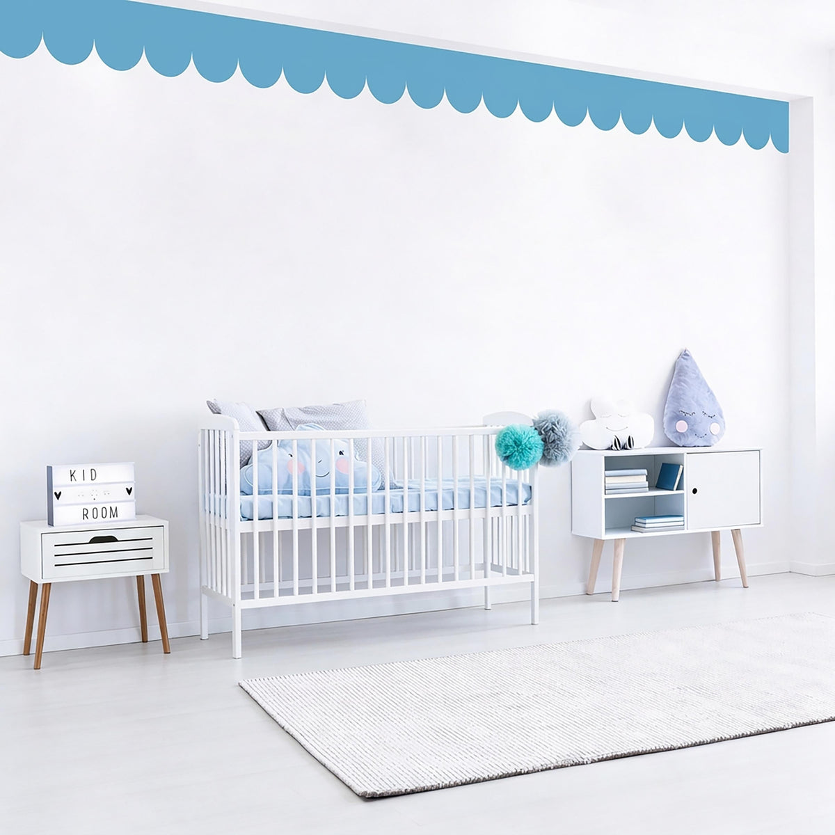 Scallop Wall Decal Border displayed in a styled space