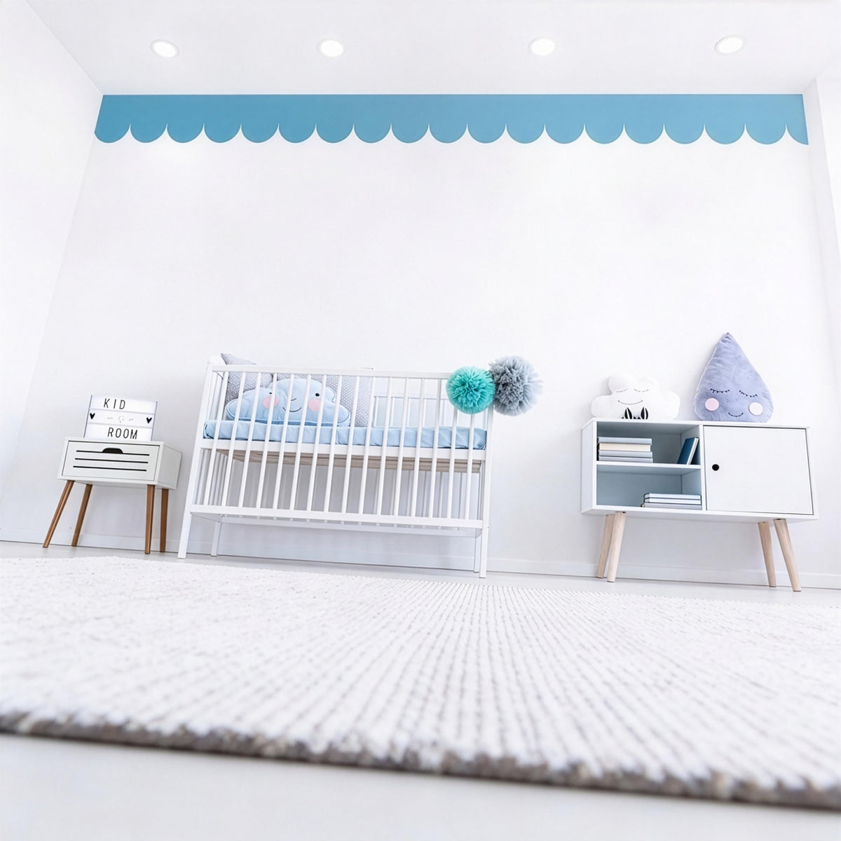 Scallop Wall Decal Border arranged on a wall