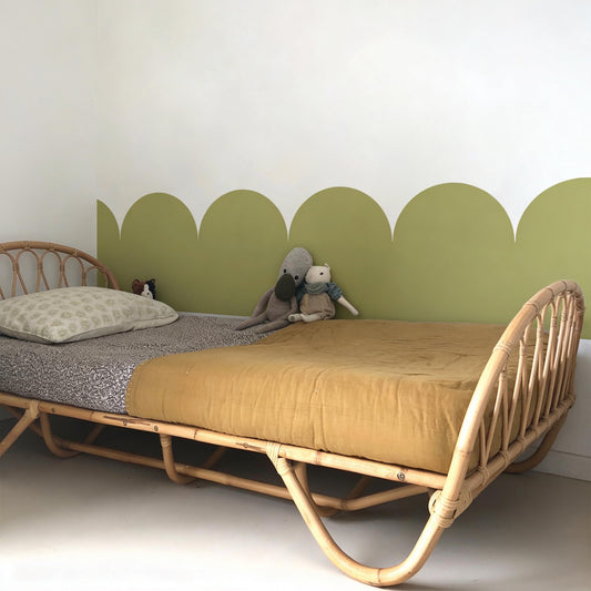 Large Scallop Wall Decal Border styled on a decorated wall