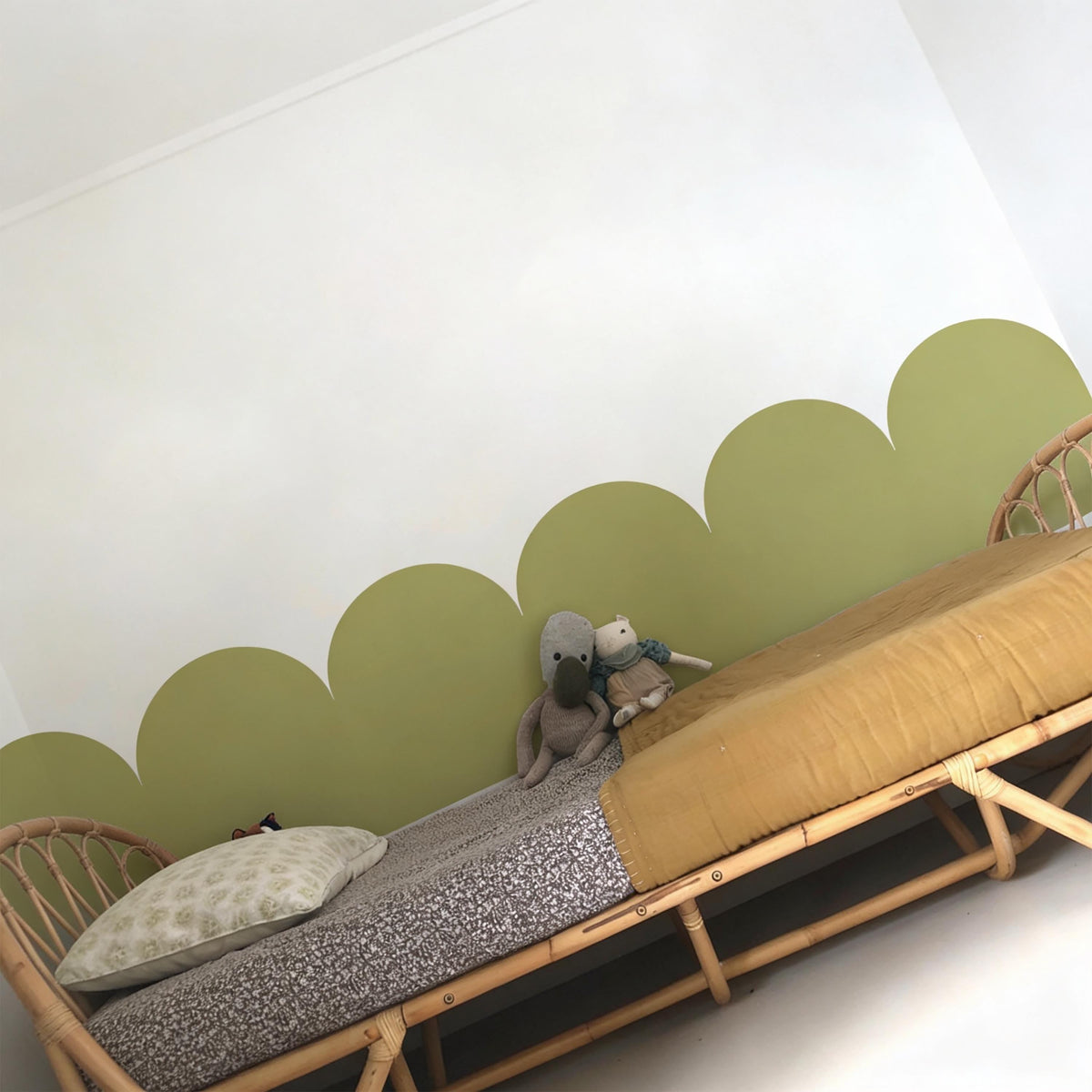 Large Scallop Wall Decal Border shown in a home interior